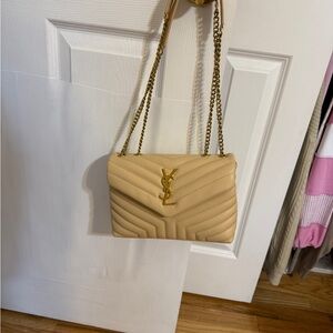 Yves Saint Laurent Beige Quilted Shoulder Bag
